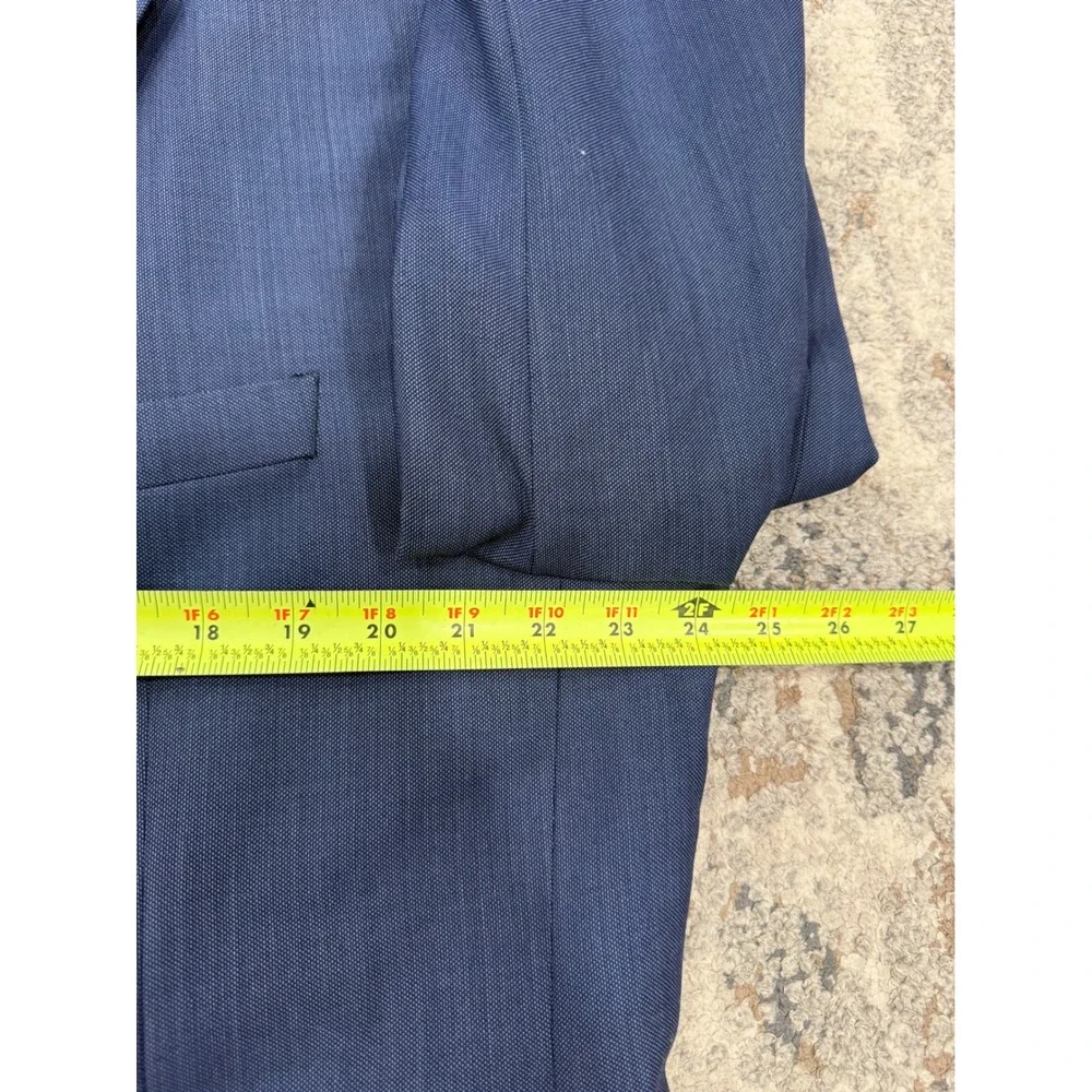 Lauren Ralph Lauren Mens 46L Blue Sharkskin Wool Blend Blazer Sport Coat 46 Long